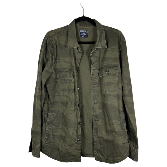 Abercrombie & Fitch Camo Camouflage Lightweight Shacket Shirt Jacket Medium - Picture 1 of 5
